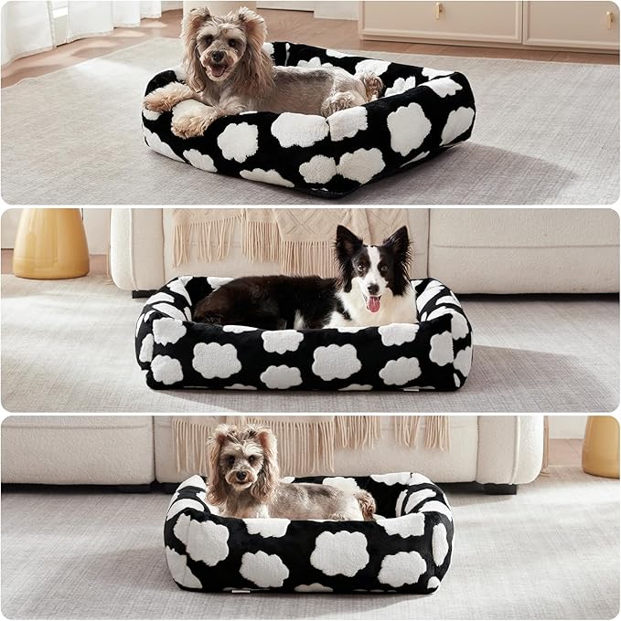 JOEJOY Medium Dog Bed Medium Size Dog, Rectangle Washable Orthopedic Pet Bed with Removable Zipper Cover, Cute Soft Calming Puppy Pet Bed with Jacquard Shaggy Plush & Non Skid Bottom - Image 8