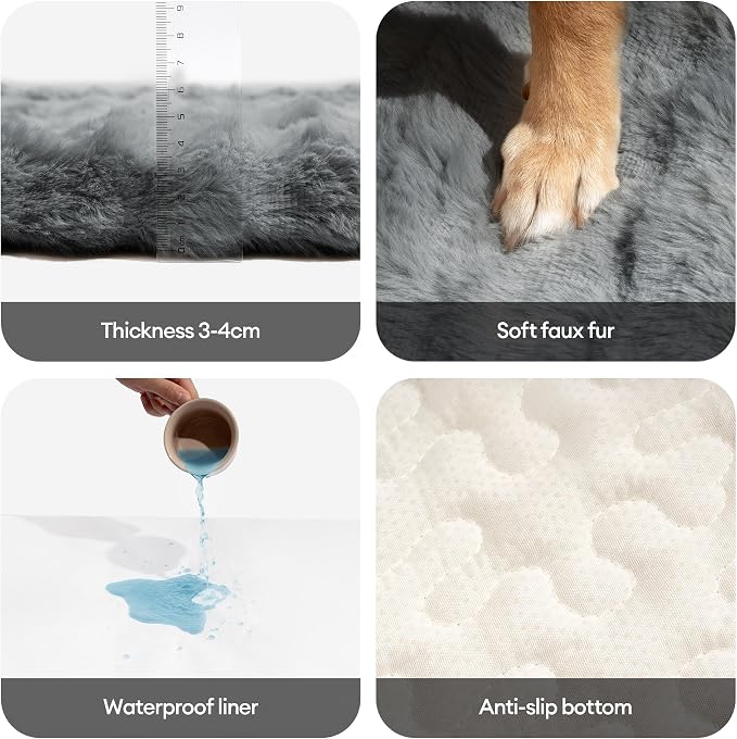 Couch Covers for Dogs, Non-Slip Pet Sofa Cover 27.6"×59" Grey | 300gsm Thick Quilted Padding, Faux Rabbit Fur, Machine Washable, for Standard Loveseat/2-Seater Couch - Image 9