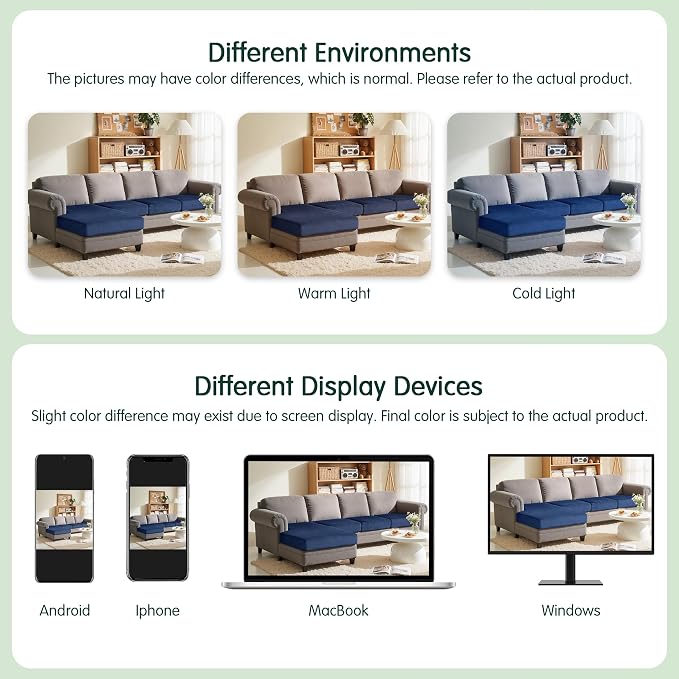 CHUN YI Velvet Couch Cushion Covers, 4 PC Water Resistant Sectional Couch Covers for L Shape Sofa, Individual Seat Cushion Protector for Pets (3 Seater + 1 Chaise, Navy Blue) - Image 8