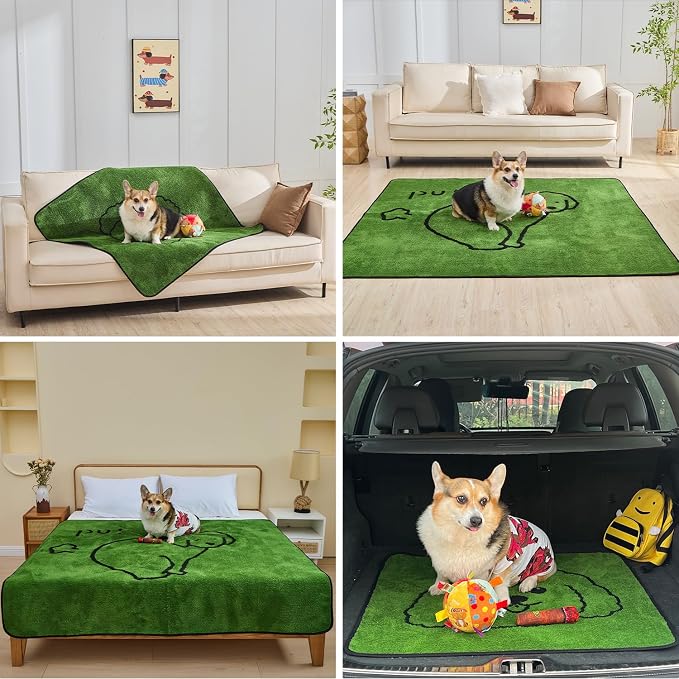 Qeils Reusable Puppy Pads , Washable Pee Pads for Dogs 48" x 48" 2 Pack | Super Absorbent & Leakproof Potty Training Pads, Plush Grass-Look With Non-Slip Backing For Crates, Playpens & Small Pets - Image 6