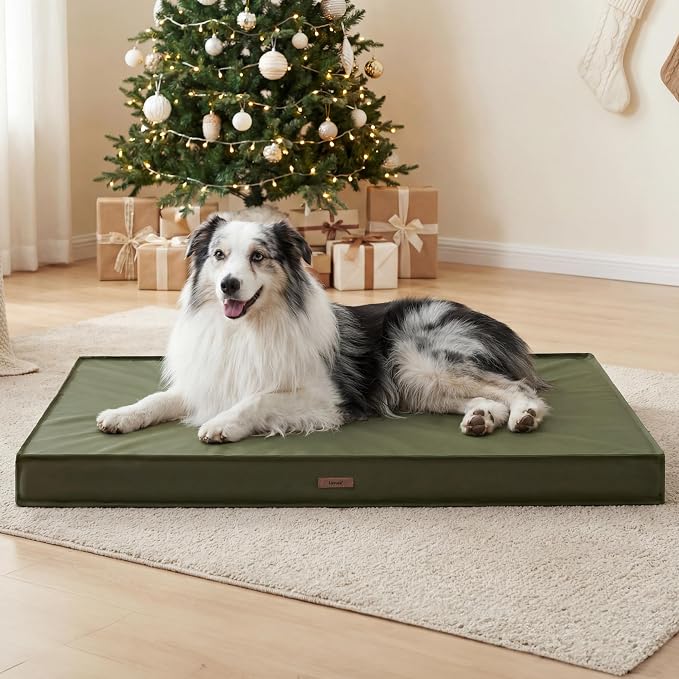 LE SURE Outdoor Waterproof Dog Beds Large Sized,Orthopedic Pet Mat,36x27In | Crate Pad for Dogs with Oxford Fabric Surface,Removable Washable Cover,Egg Foam Kennel Pads,Non slip Bottom,Green - Image 9