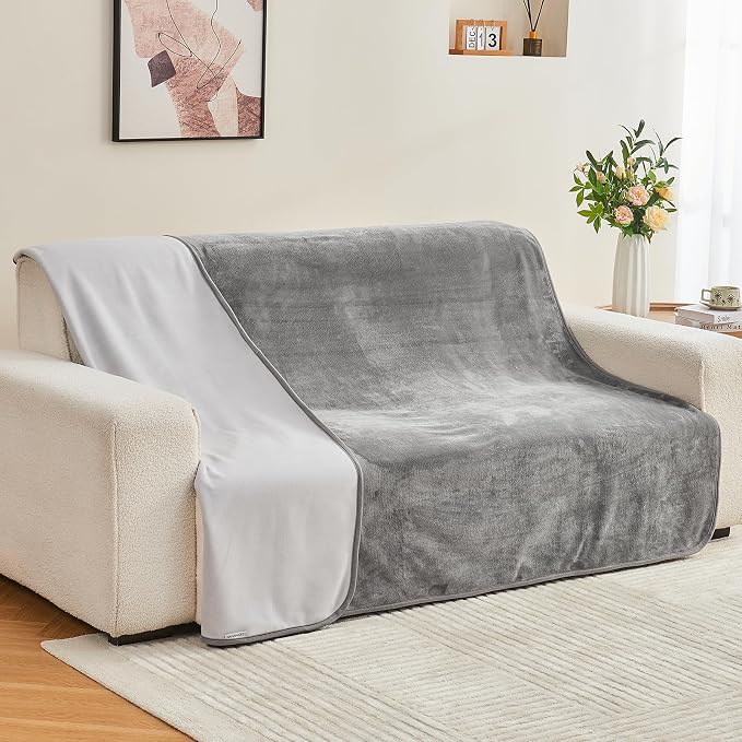 Waterproof Blanket 80"x90" for Adults Pets, Grey/Light Grey | Reversible Waterproof Bed Cover for Dogs Cats Pets, Soft Leakproof Blanket for Bed Couch Sofa, Furniture Protector - Image 7