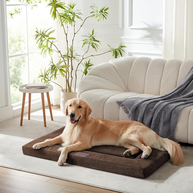 Dog Bed for Crate, Large Sized Dog Crate Beds, Washable Dogs Bed Mat | 42" XL Pet Beds Mat W/ Soft Wavy Plush Comfortable Anti-Slip Sleeping Mattress for Dogs & Cats - Image 6