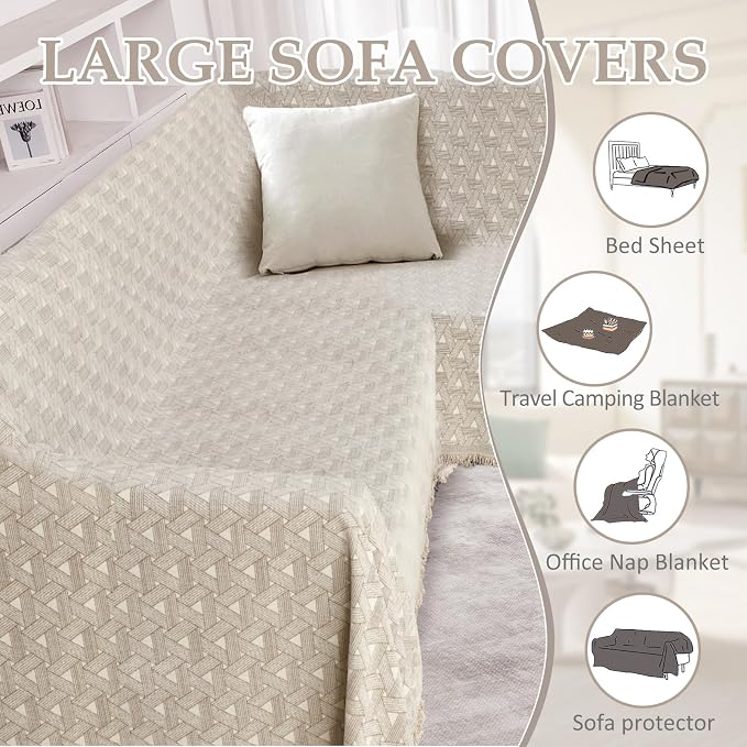 1OO% Waterproof Sectional Couch Covers for Dogs L Shaped Corner Sofa Cover Washable Chenille Sofa Slipcovers Blanket Modern Jacquard Pet Furniture Protector (91"x252", Khaki Weaving Triangle) - Image 9