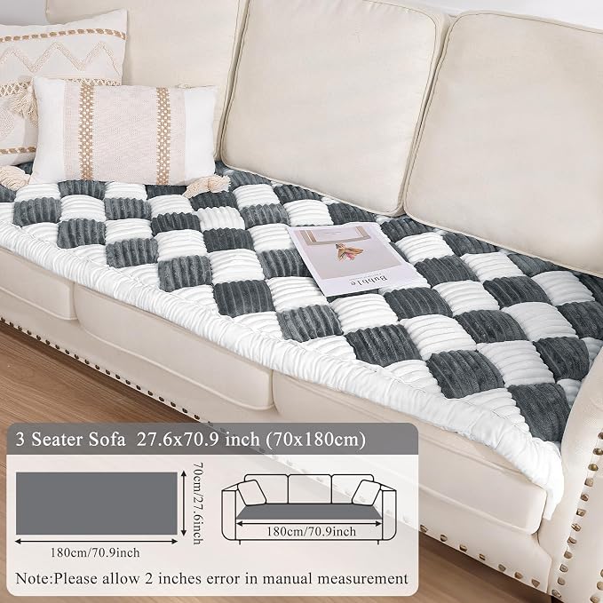 Vaukki Couch Cover for Dogs Washable, Non Slip Dog Sofa Pad Topper, Fuzzy Pet Sofa Cover for 3 Cushion Couch Pet Friendly, Furniture Protector Dog Bed Mat for Large Dogs (27.6''x70.9'', Grey) - Image 8