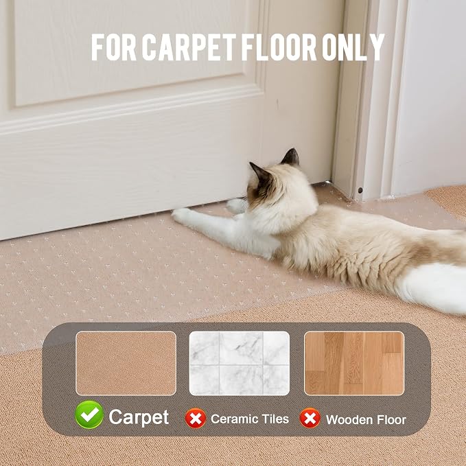 Uross Pet Protector Mat for Doorways - 6.56FT, Anti-Scratch Plastic, Protects Carpet from Cat Scratches - Image 6