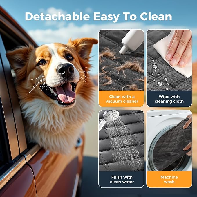 Dog Car Seat Cover for Back Seat, Hard Bottom Back Seat Extender for Dogs | Supports 400lbs, Scratch Resistant, Anti Slip Portable Dog Hammock, Suitable for F150, SUVs and Trucks - Image 8