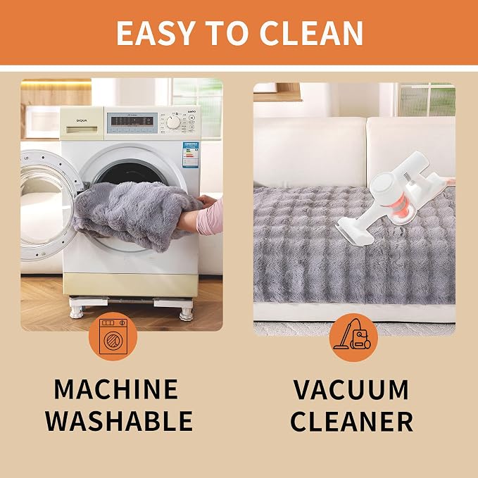 Waterproof Dog Bed Cover Non Slip Couch Covers for Dogs Washable Soft Faux Fur Sofa Cover Couch Covers for 3 Cushion Couch Sofa Pet Friendly (Grey, 24" x 24" 2 Pack) - Image 9