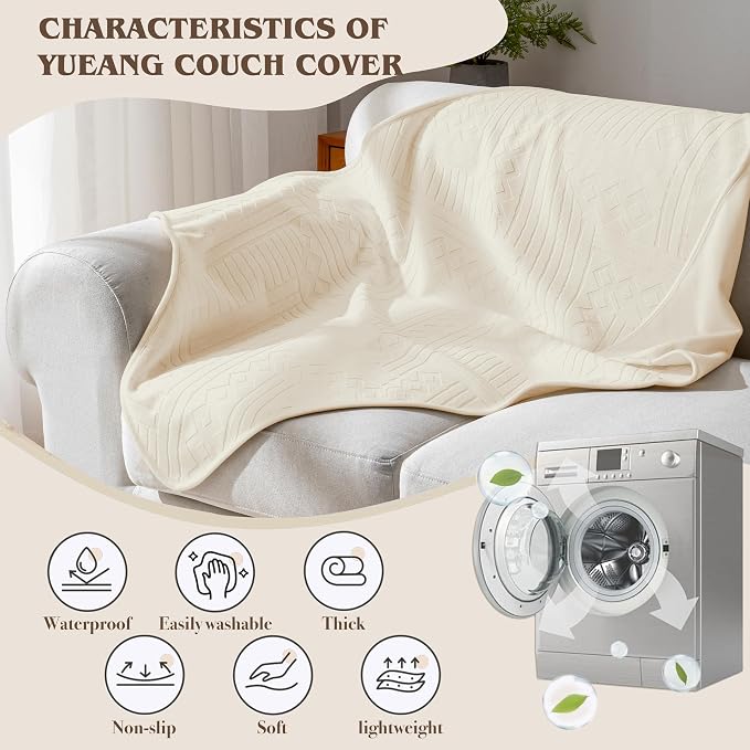 Waterproof Recliner Chair Cover - Washable Double-Sided Velvet and Pattern Reversible Cover for Couch, Bed, Car and Sofa Protection for Dogs, 30x40in/Beige - Image 7