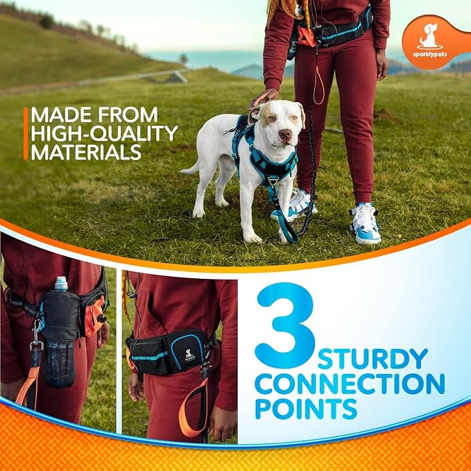 SparklyPets Active Waist Leash for Dog Walking Pack – Hands Free Dog Leash for Medium & Large Breeds – Complete Gear with Phone Holder, Detachable Poop Bag, Treat Pouch, and Bottle Holder - Image 7