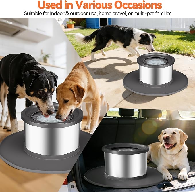 Decflow 12L No Spill Dog Water Bowl for Large Dogs, Stainless Steel Spill Proof Bowls with Suction Cup Anti-Skid Mat, Slow Drinking Feeder for Messy Drinkers, Heavy Duty Pet Bowls for Indoor/Outdoor - Image 8