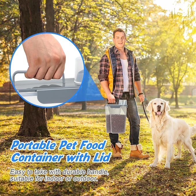 TBMax 2 Pack Cat Dog Food Storage Containers 10 to 14 Lbs, Portable Travel Pet Container Dispenser with Easy-Pouring Spout & Cup, Airtight Bird Seed Container Dog Treat Storage Bin - Image 7