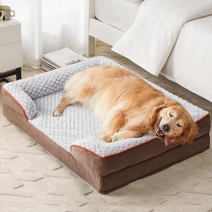 LEXTRO Orthopedic Dog Beds for Large Dogs, Comfy Washable Dog Couch Bed | 42x30 Inch Extra Large Dog Bed for Senior Dogs, Waterproof Lining, Big Dog Bed with Removable Cover and Anti-Slip Bottom - Image 7