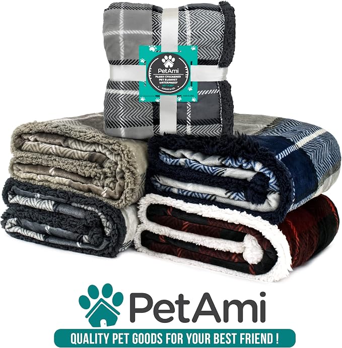 PetAmi Waterproof Dog Blanket for Couch, Pee Proof Fleece Reversible Pet Throw, Furniture Protector for Bed Sofa Kennel, Soft Washable Cover for Small Medium Dog Puppy Cat, 29x40 Plaid Dark Grey - Image 8