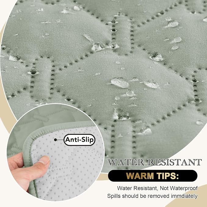 PrinceDeco Chair Cover Slipcover Water Resistant Couch Cover Washable Chair Cover Non-Slip Stay in Place Furniture Protector for Pets Dog Kids(Armchair Cover,Sage) - Image 7