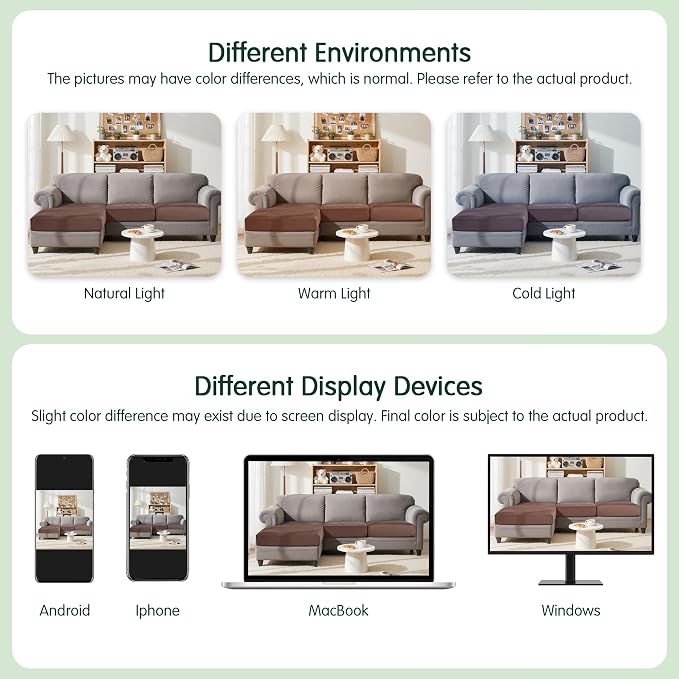 CHUN YI Velvet Couch Cushion Covers, 3 PC Water Resistant Sectional Couch Covers for L Shape Sofa, Individual Seat Cushion Protector for Pets (2 Seater + 1 Chaise, Brown) - Image 8