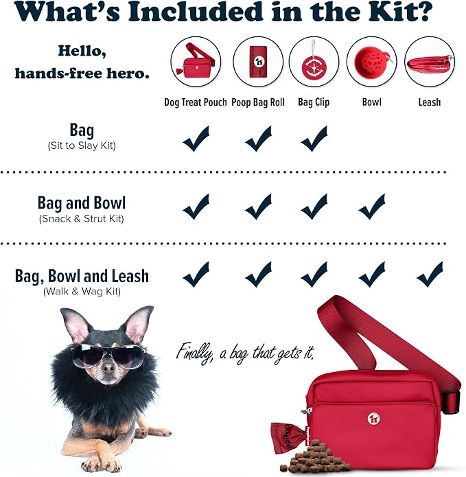 Puppington 3-in-1 Crossbody Dog Walking Bag & Treat Pouch with Matching Planet Safe Poop Bags & Built-In Dispenser - Dog Mom Gift for Puppy Training with Zippered Pockets (Ruby Red) - Image 9