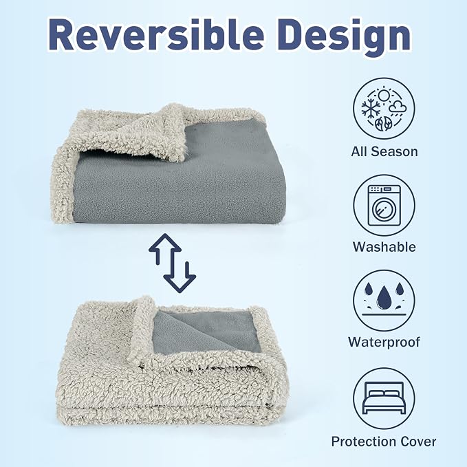 Catalonia Waterproof Blanket for Bed, Reversible Leakproof Throw | 80 x 90 Inch, Grey, Washable Protector Cover for Couch and Sofa, Stain Proof Blanket for Pets, Kids and Everyday Spills - Image 8