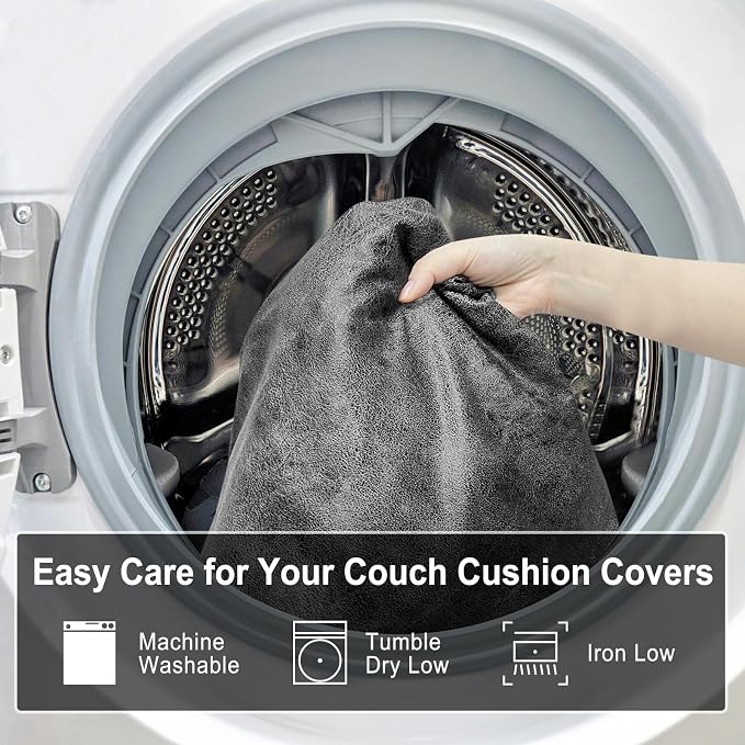 ANARACHON Leather Look Couch Cushion Covers Sofa Seat Slipcovers Sets Couches Furniture Protector for Sectional Armchair Loveseat Pets Kids Stretch Spandex Fabric (3 Cushion Sofa, Dark Grey) - Image 9