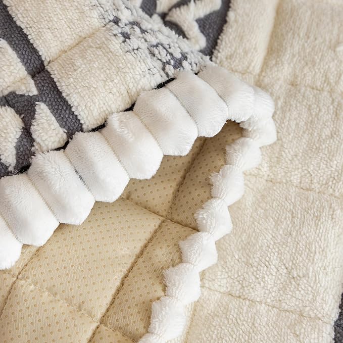 VClife Boho Couch Cover, Soft Fuzzy Couch Covers for Dog, Non-Slip Furniture Protector, Washable Durable Sofa Covers for Couch/Bench, Tribal White Grey Geometric Slipcover, 27.6" x 82.7" - Image 9