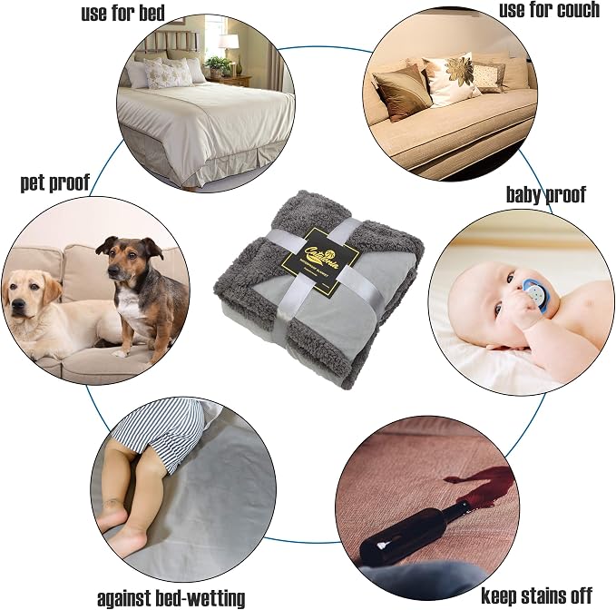 Catalonia Waterproof Blanket for Bed, Reversible Leakproof Throw | 60 x 80 Inch, Plaid, Washable Protector Cover for Couch and Sofa, Stain Proof Blanket for Pets, Kids and Everyday Spills - Image 8