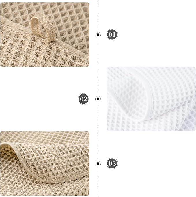 POLYTE 430 GSM Microfiber Quick Dry Lint Free Oversize Bath Towel Set, 6 Piece (Waffle Weave) - Image 9