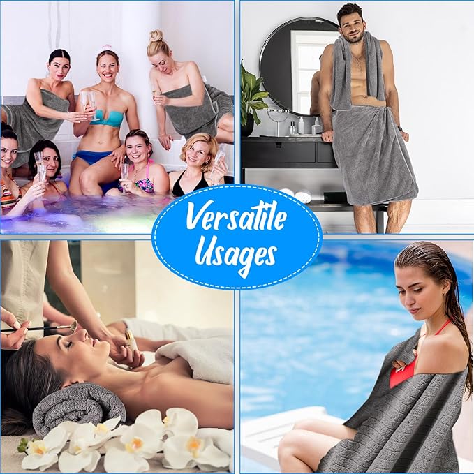 SmoothNovelty 16 Pack Microfiber Bath Towels Bulk 27'' x 60'' Oversized Size Bath Towel Highly Absorbent Extra Large Soft Drying for Beach Shower Summer Salon Sport Gym Party (Wheat,Gray) - Image 6
