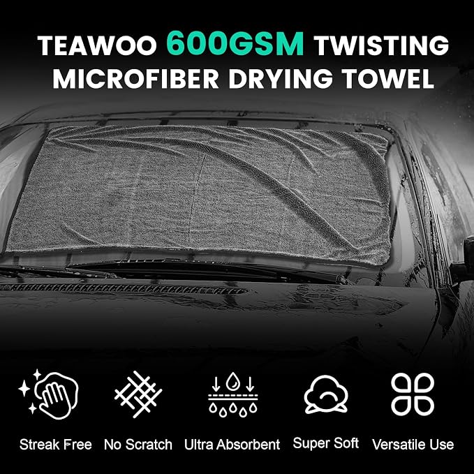 3 Pack Bulk Microfiber Towels for Cars, Microfiber Drying Towel, 35" x 24" | Extra-Large, Ultra-Absorbant Microfiber Drying Towel for Cars and Trucks, Super Absorbent Car Drying Towel, 600GSM - Image 6