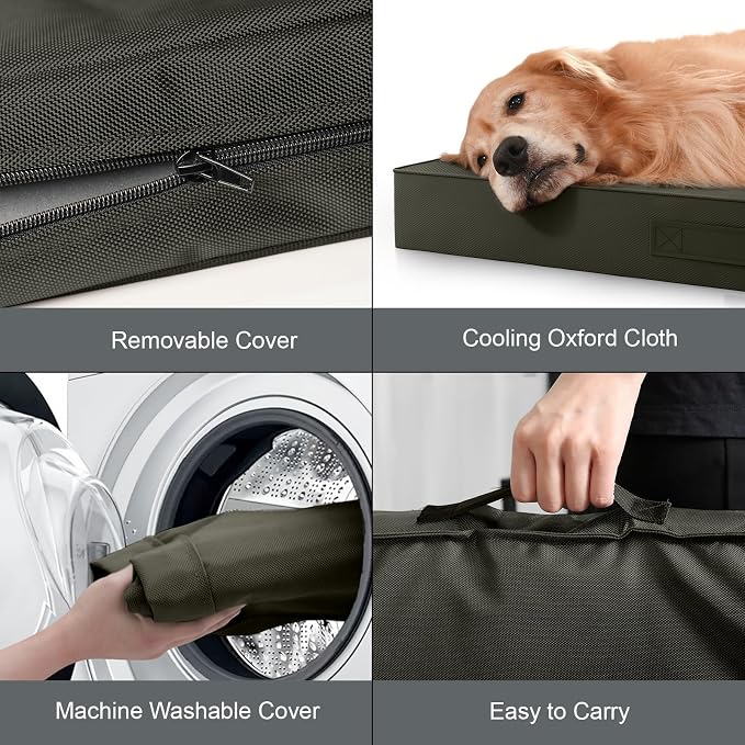 Jumbo Waterproof Orthopedic Dog Bed for Extra Large Dogs | Egg Crate Foam, Pressure Relief, Fits 54x37 Crates, Machine Washable 1680D Oxford Cover, Indoor & Outdoor Use, Up to 150 lbs - Image 6