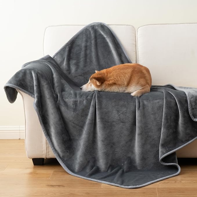 Waterproof Pet Blanket for Small Dogs and Cats | Reversible Flannel Fleece Throw Blanket for Sofa Couch Puppy Leakproof, Washable Furniture Protector 30"x40",Dark Grey - Image 9
