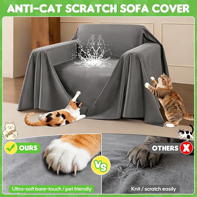 Loiion Cat Scratch Furniture Protector, 91"X71" | Ultra Soft, Waterproof, Anti-Slip, Pet-Friendly for Pets and Kids - Image 9