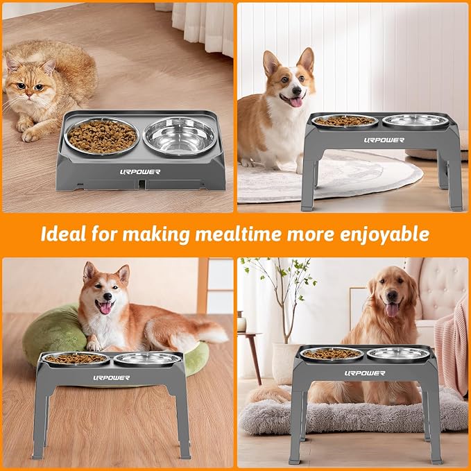 URPOWER Raised Dog Bowls 4 Height Adjustable Elevated Bowl Stand | Stainless Steel Water Bowl Non-Slip Dog Food Bowls Stand for Small Medium Large Dogs and Pets - Image 7