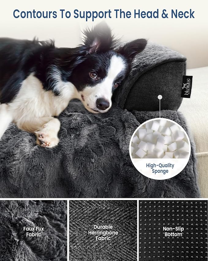 Calming Extra Large Dog Bed for Couch, 45 x 37 inch Removable Couch Cover for Dogs Washable, Non-Slip Fluffy Plush Dog Sofa Mat for Furniture Protector - Dark Grey - Image 7