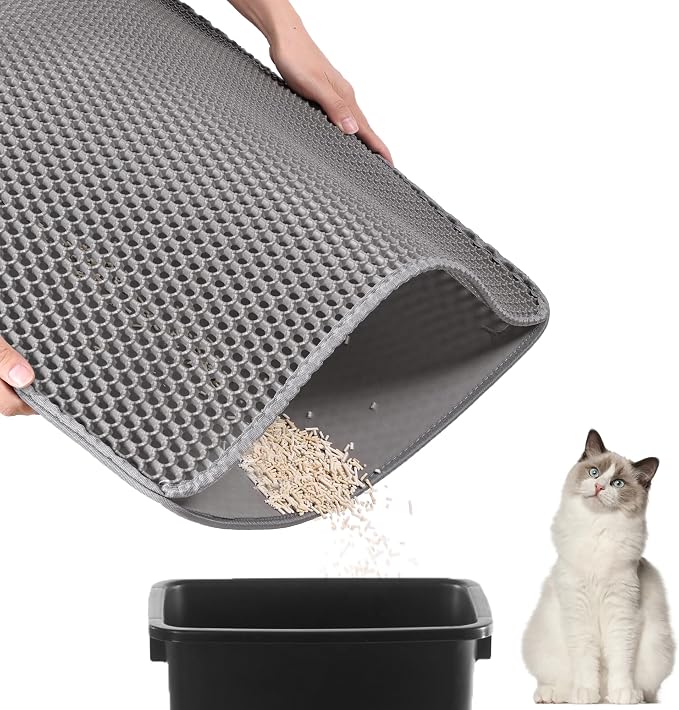 Cat Litter Mat,Extra Large 46"x26",Honeycomb Dual-Layer Design – Traps Litter Effectively, Waterproof & Urine Proof, Non-Slip, No BPA/Phthalate, Washable & Easy Clean - Image 7