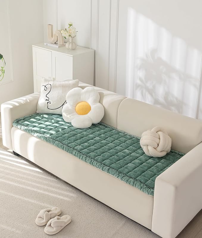 Chenille Couch Cover for Dogs, Quilted Non-Slip Sofa Protector Pad | Soft chenille fabric, PP cotton filling, anti-slip backing, machine washable, for dogs, cats, loveseats and sectional sofas - Image 7