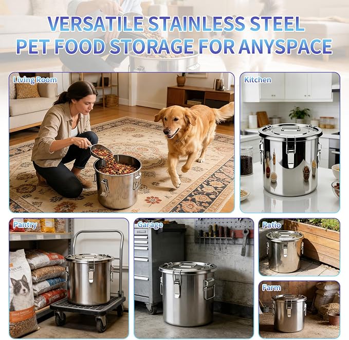 20 lb Stainless Steel Dog Food Storage Container, Airtight Metal Pet Food Storage Bin with Lid and Scoop, Large Dog Food Container for Dry Food, Keep Fresh, Easy to Clean - Image 7