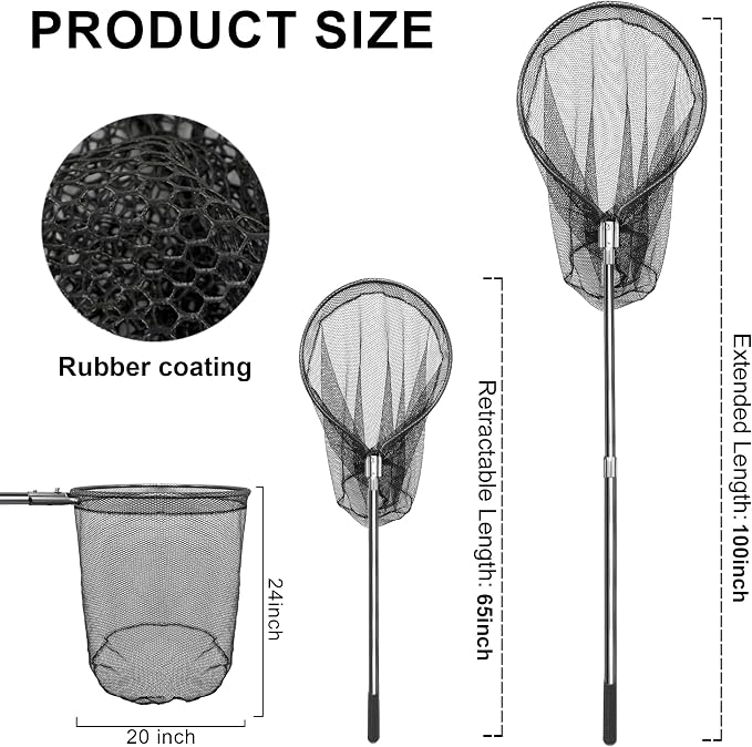 Catch Net, Small Animal Catcher Net for Chicken, Duck, Goose, Fish, Cat, Bird, Raccoon, Dog and Others(43"- 78" Handle with 20" Net Opening) - Image 6