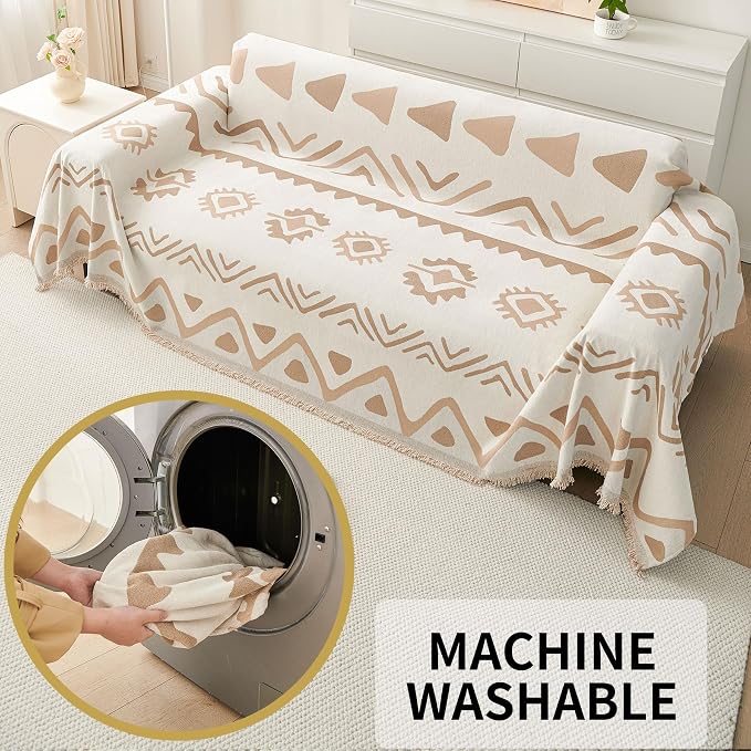 HAOMAIJIA Non Slip Couch Cover Sofa Covers for 3 Cushion Couch Washable sectional Couch Covers for Dogs pet Furniture Protector Couch Cover Blanket for Living Room (My-Khaki, 91"x134") - Image 7