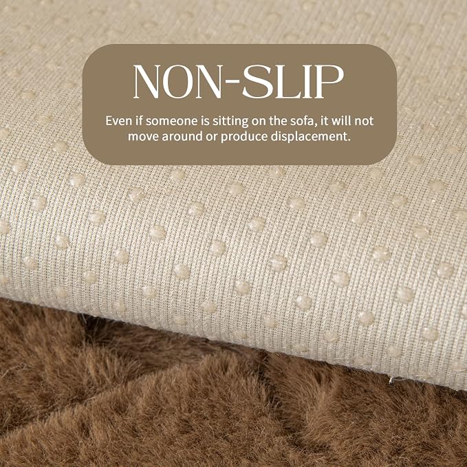 Waterproof Dog Bed Cover Non Slip Couch Cover for Dogs Washable Soft Faux Fur Sofa Cover Couch Covers for 3 Cushion Couch Sofa Pet Friendly (Brown, 22.5x22.5(2pc)) - Image 6