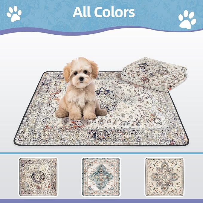 SCLOSE Washable Pee Pad for Dogs Extra Large, 72" x 72" Reusable Puppy Pads Waterproof Dog Rugs, Super Absorbent, Leakproof, Dog Crate Pad, Playpen Mat, Whelping Pads, Vintage Medallion - Image 7