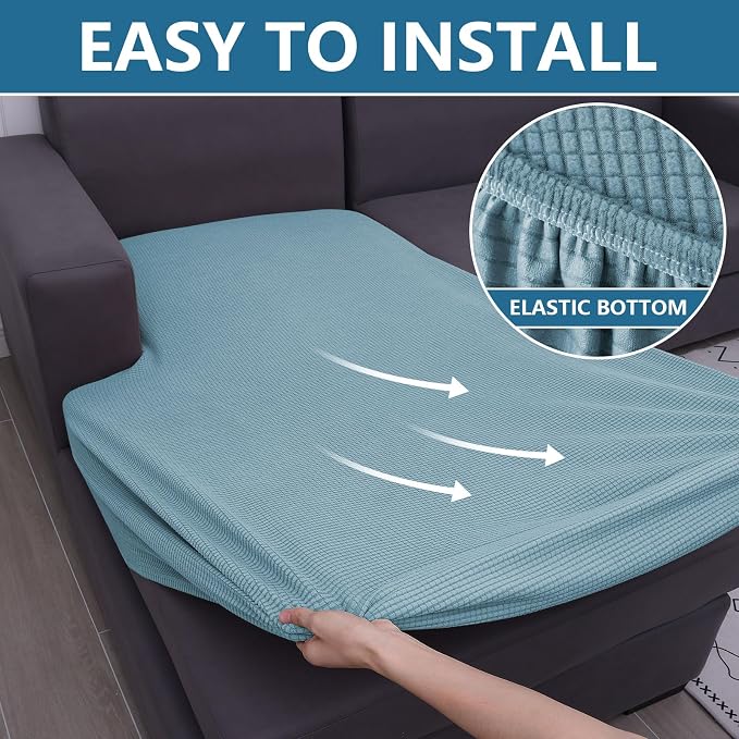 hyha Waterproof Sectional Couch Covers, Non Slip Sofa Cushion Covers | L Shape Sectional Fit, Stretch Jacquard Fabric, Elastic Bottom, Waterproof Protection (1 Piece for Chaise) - Image 8