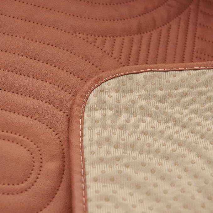 vctops 3 Pcs Water Resistant Sofa Armrest Cover Vintage Faux Suede Headrest Cover for Recliner Chair Arm Cover Non Slip Couch Cover for Dogs Washable Furniture Protector (Orange,1 Seat) - Image 7