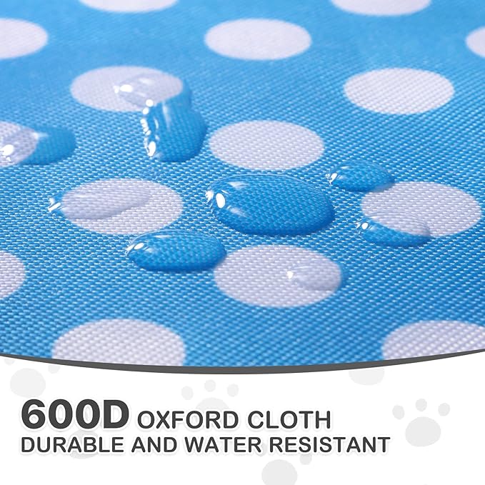 MoNiBloom 3 Wheels Pet Dog Cat Stroller for Small Medium Dogs Cats, Foldable Jogger Stroller w/Storage Basket and Cup Holder, Sky Blue Polka Dots