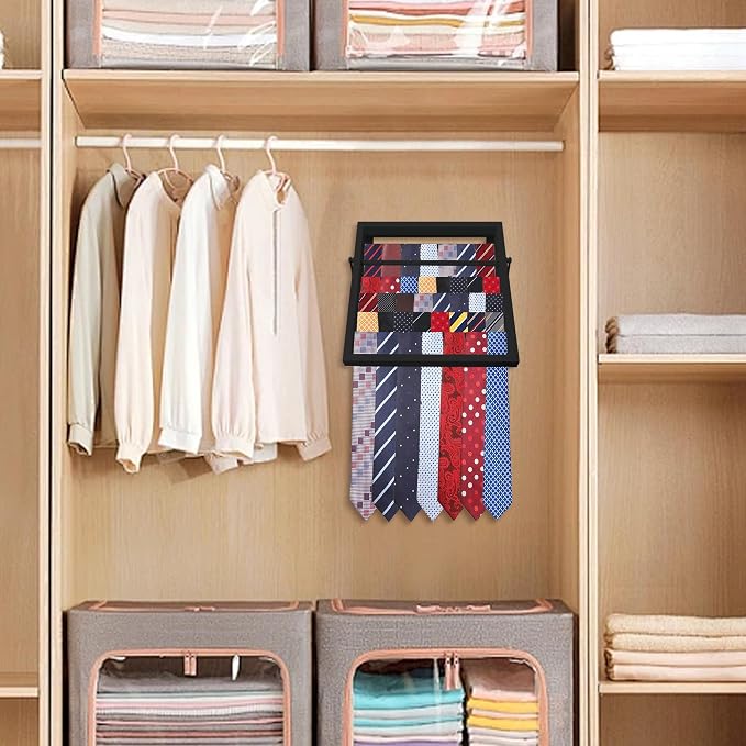 Tie Rack Wall Mounted, Adjustable Angle Tie Organizer for 60 Ties & Scarves | Holds up to 60 Ties, 10 Angle Slots, Wall-Mounted Easy Installation, Long-Lasting Design - Image 6