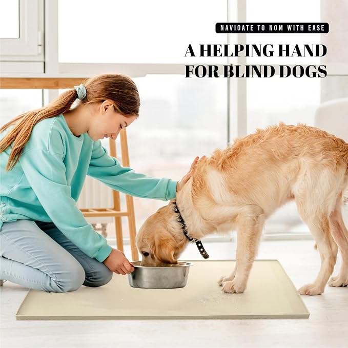 AVERYDAY 100% Waterproof Thicker Silicone Dog Food Mat, 0.63'' Raised Edge Bowl Mat for Food & Water, Non Slip Pet Feeding Placemat for Messy Drinkers, Perfect for Large Medium Small Breeds, 32"x24" - Image 7