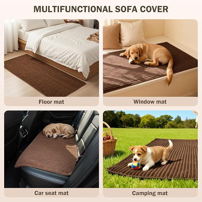 MEETSKY 100% Waterproof Sectional Couch Covers, 2 Pieces Non Slip Pet Couch Covers for Sofa L Shape, Washable Sofa Cover for 3 Cushion Couch for Dogs, Brown, XXX-Large, 35"x70.9"+35"x82.7" - Image 9