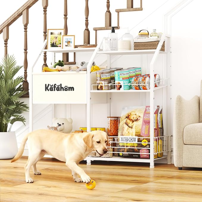 KAFAHOM Dog Toy Basket, Large Dog Toy Bin with Can Dispenser, Pet Toy box with Storage Shelf, Dog Stuff with Collar Leash Holder Rod, Ultimate Pet Furniture & Essentials, Dog Lover Gifts - Image 7