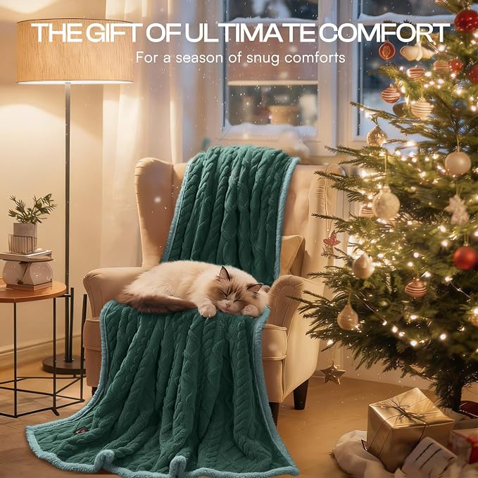 Luciphia Waterproof Dog Blanket, Reversible Sherpa Fleece for Couch Cover | Reversible waterproof pet blanket with soft Sherpa fleece; machine washable, protect couch bed car, Green-thicken 40" x 28" - Image 8