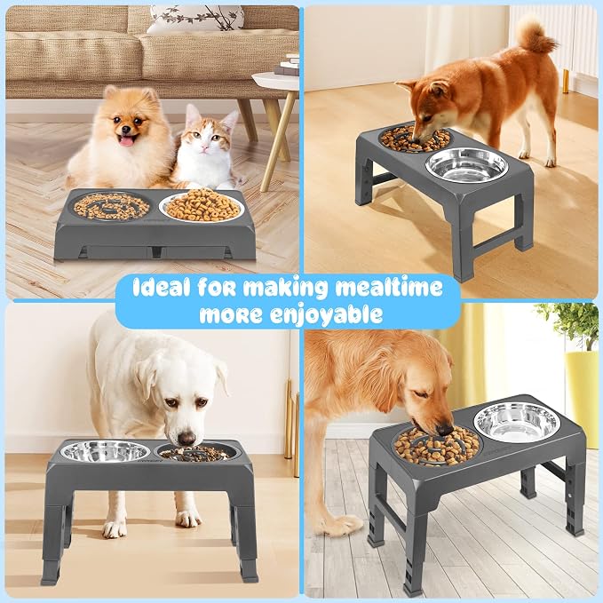 URPOWER Raised Dog Bowls 4 Height Adjustable Elevated Bowl Stand | Stainless Steel Water Bowl Non-Slip Dog Food Bowls Stand for Small Medium Large Dogs and Pets - Image 7