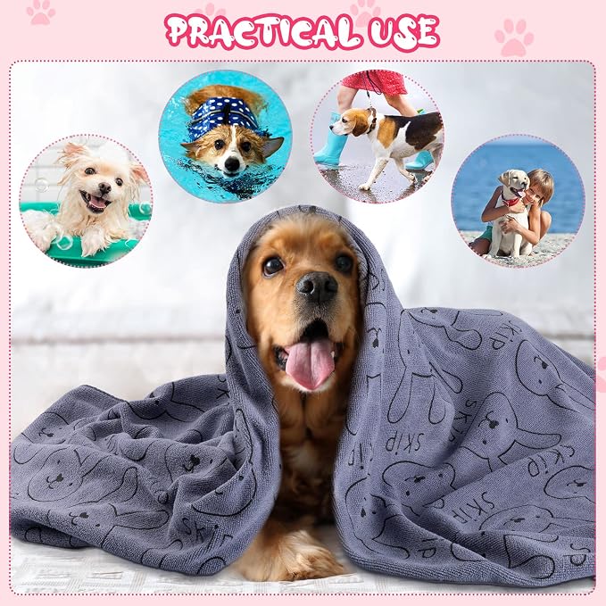 Tatuo 22 Pcs Dog Towels for Drying 20 x 40 Inch Pet Bath Towels Absorbent Microfiber Towel Quick Drying Puppy Bathing Supplies for Small Medium Large Dog Puppy Cat(Colorful,Rabbit Pattern) - Image 6